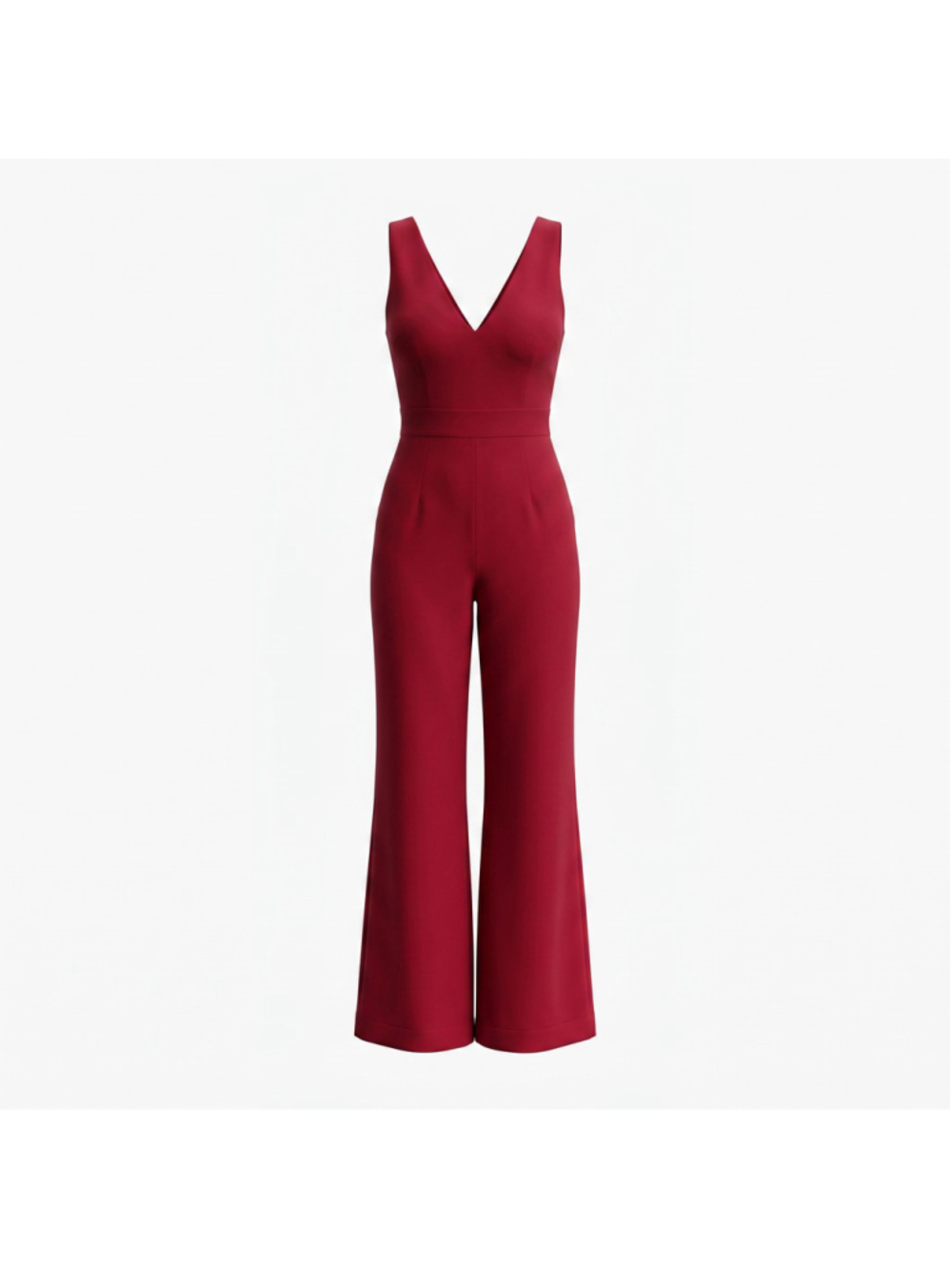 Alice + Olivia Gale Deep V Neck Sleeveless Wide Leg Jumpsuit Red Size 4